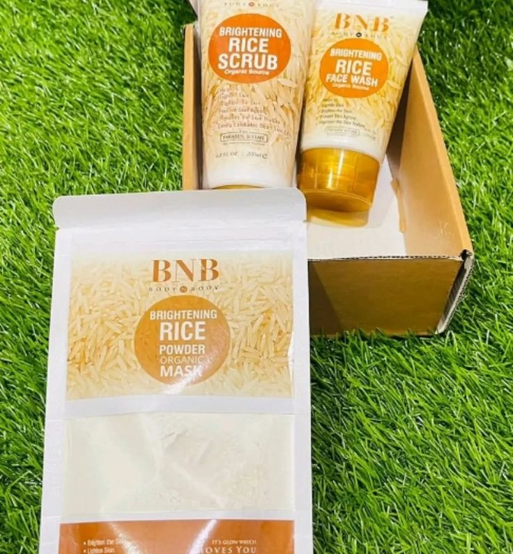BNB Rice Extract Facial Kit For Bright & Glowing Skin Organic Source Rice Face Wash + Rice Scrub + Rice Mask Kit